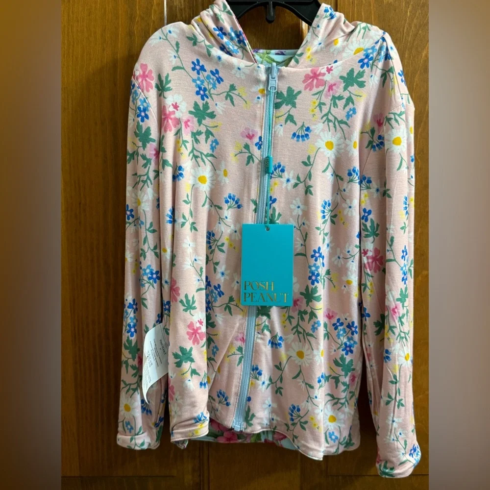 NWT Size 3T Posh Peanut Bamboo L/S Reversible Hooded Jacket - Hadley Floral - Picture 7 of 10